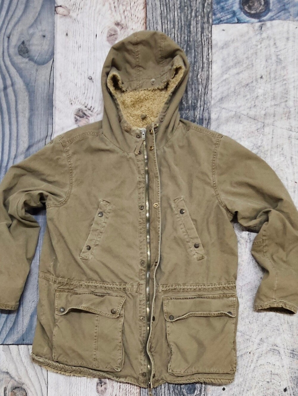 American Eagle Outfitters Military-inspired Sherpa Lined Hooded Parka Men's L